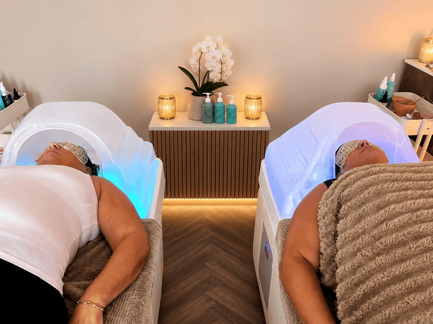 Two guests enjoying side-by-side treatments at Cloud 9