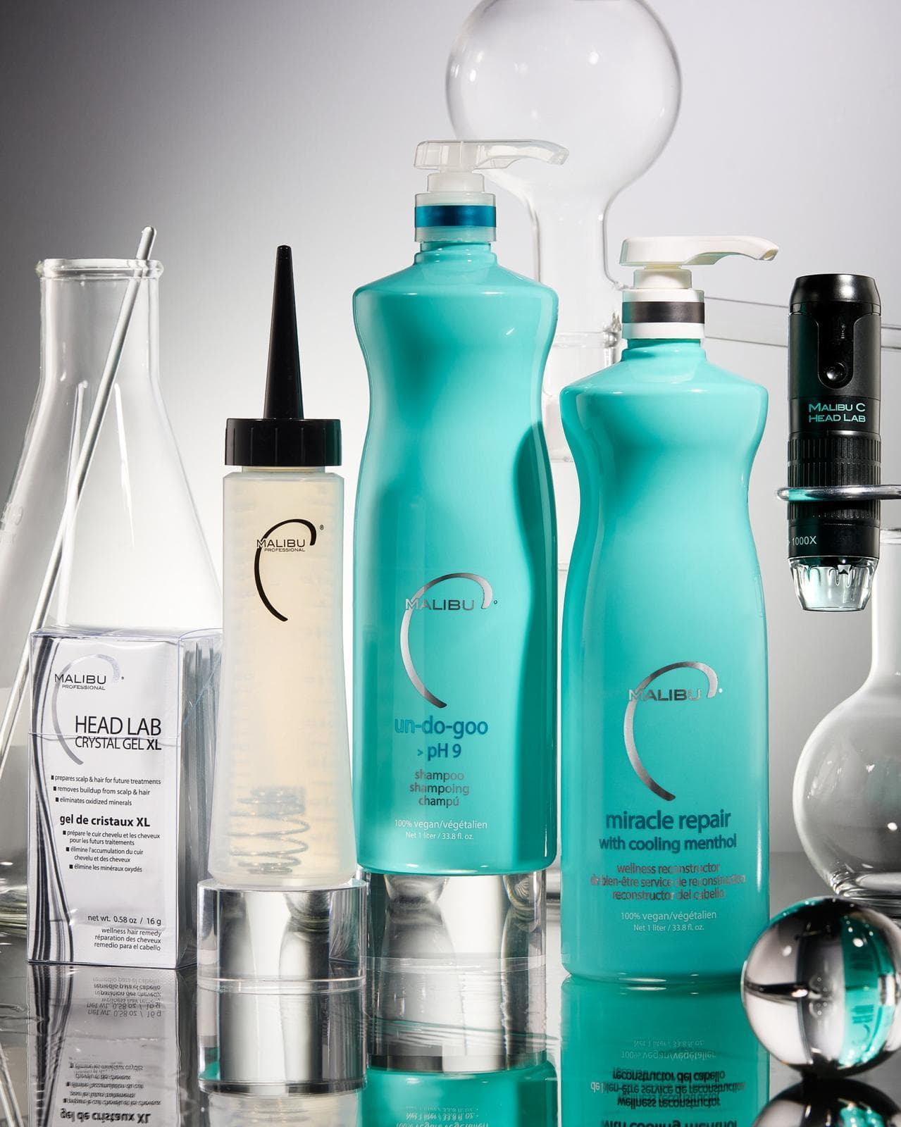 Malibu C Head Lab professional scalp and hair care products used at Cloud 9 Head Spa