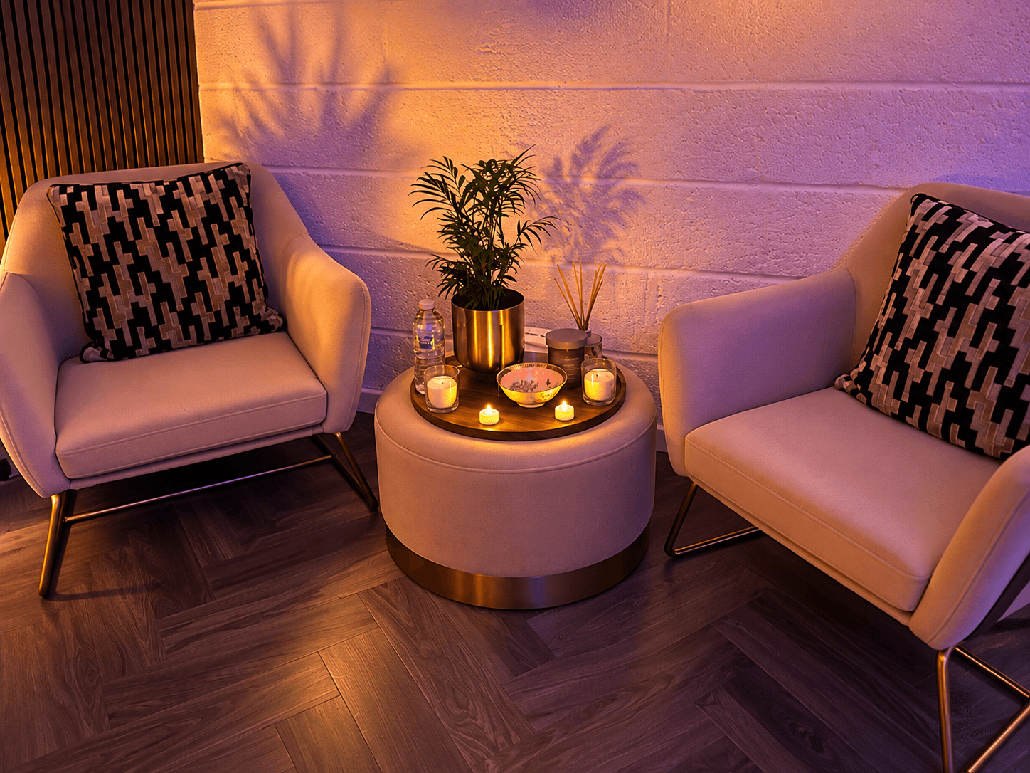 Cloud 9 Head Spa relaxation area in evening lighting