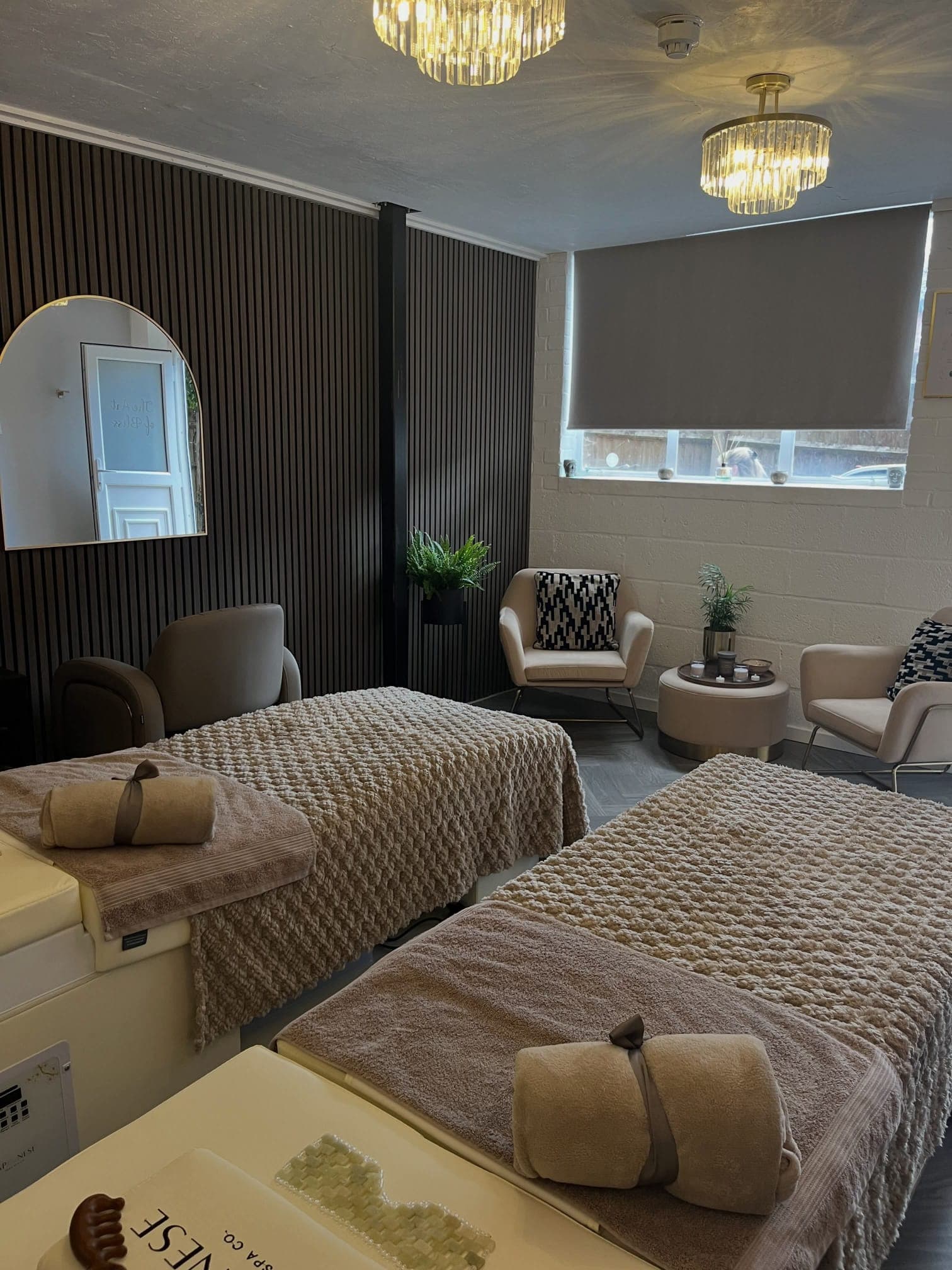 Relaxation seating area inside Cloud 9 Head Spa in Harpenden